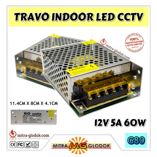 Power Supply Trafo LED CCTV DC 12V 5A | 60W (Standard Quality)